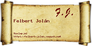 Felbert Jolán névjegykártya