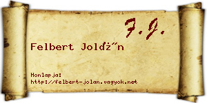 Felbert Jolán névjegykártya